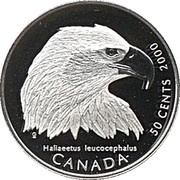 50 Cents - Elizabeth II Bald Eagle, Canada, 2000 reverse image