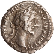 Denarius - Antoninus Pius TR POT XX COS IIII; Salus obverse image