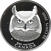 50 Cents - Elizabeth II Great Horned Owl, Canada, 2000 reverse image