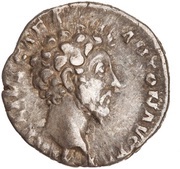 Denarius - Marcus Aurelius TR POT XI COS II; Virtus obverse image