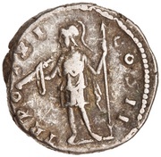 Denarius - Marcus Aurelius TR POT XI COS II; Virtus, Rome, 156-157 reverse image