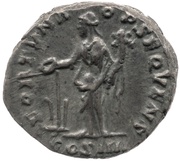 Denarius - Antoninus Pius FORTVNA OBSEQVENS COS IIII; Fortuna, Rome, 157-158 reverse image