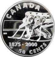 50 Cents - Elizabeth II Hockey 1875-2000, Canada, 2000 reverse image