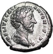 Denarius - Marcus Aurelius TR POT XIII COS II; Spes obverse image