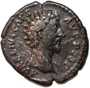 Denarius - Marcus Aurelius TR POT XIII COS II; Virtus obverse image
