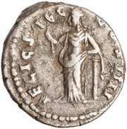 Denarius - Antoninus Pius FELIC SAEC COS IIII; Felicitas, Rome, 159-160 reverse image