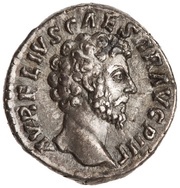 Denarius - Marcus Aurelius TR POT XIIII COS II; Mars obverse image