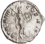 Denarius - Marcus Aurelius TR POT XIIII COS II; Minerva, Rome, 159-160 reverse image
