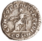Denarius - Marcus Aurelius CONCORD AVG TR P XVI COS III; Concordia and Spes, Rome, 161-162 reverse image