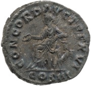Denarius - Marcus Aurelius CONCORD AVG TR P XVI COS III; Concordia and Spes, Rome, 161-162 reverse image