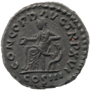 Denarius - Marcus Aurelius CONCORD AVG TR P XVI COS III; Concordia and Spes, Rome, 161-162 reverse image