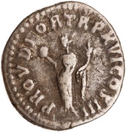 Denarius - Marcus Aurelius PROV DEOR TR P XVI COS III; Providentia, Rome, 161-162 reverse image
