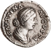 Denarius - Faustina the Younger IVNONI REGINAE; Juno obverse image