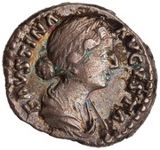Denarius - Faustina the Younger IVNONI REGINAE; Juno obverse image