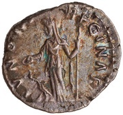 Denarius - Faustina the Younger IVNONI REGINAE; Juno, Rome, 161-175 reverse image