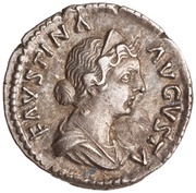 Denarius - Faustina the Younger IVNONI REGINAE; Juno obverse image