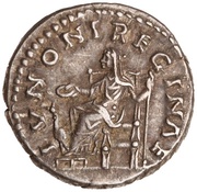 Denarius - Faustina the Younger IVNONI REGINAE; Juno, Rome, 161-176 reverse image