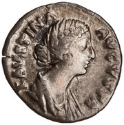 Denarius - Faustina the Younger MATRI MAGNAE; Cybele obverse image