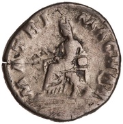 Denarius - Faustina the Younger MATRI MAGNAE; Cybele, Rome, 161-176 reverse image