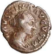 Denarius - Faustina the Younger, Commodus, and Antoninus Pius SAECVLI FELICIT obverse image