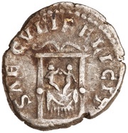 Denarius - Faustina the Younger, Commodus, and Antoninus Pius SAECVLI FELICIT, Rome, 161-176 reverse image