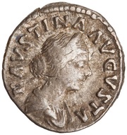 Denarius - Faustina the Younger, Commodus, and Antoninus Pius SAECVLI FELICIT obverse image