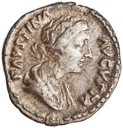 Denarius - Faustina the Younger VENERI AVGVSTAE; Venus and Victory obverse image