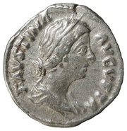 Denarius - Faustina the Younger VENERI AVGVSTAE; Venus and Victory obverse image