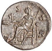Denarius - Faustina the Younger VESTA; Vesta, Rome, 161-176 reverse image