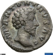 Denarius - Marcus Aurelius CONCORD AVG TR P XVII COS III; Concordia and Spes obverse image