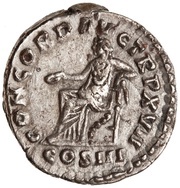 Denarius - Marcus Aurelius CONCORD AVG TR P XVII COS III; Concordia and Spes, Rome, 162-163 reverse image