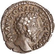 Denarius - Marcus Aurelius CONCORD AVG TR P XVII COS III; Concordia and Spes obverse image