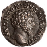 Denarius - Marcus Aurelius CONCORD AVG TR P XVII COS III; Concordia and Spes obverse image