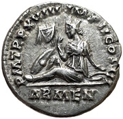 Denarius - Marcus Aurelius P M TR P XVIII IMP II COS III ARMEN; Armenia, Rome, 163-164 reverse image