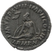 Denarius - Marcus Aurelius P M TR P XVIII IMP II COS III ARMEN; Armenia, Rome, 163-164 reverse image