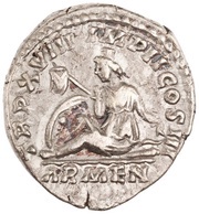 Denarius - Marcus Aurelius TR P XVIII IMP II COS III ARMEN; Armenia, Rome, 163-164 reverse image