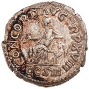 Denarius - Marcus Aurelius CONCORD AVG TR P XVIII COS III; Concordia and Spes, Rome, 163-164 reverse image