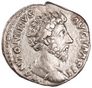 Denarius - Marcus Aurelius TR P XVIII COS III; Minerva obverse image