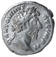Denarius - Marcus Aurelius TR P XVIII COS III; Minerva obverse image