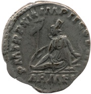 Denarius - Marcus Aurelius P M TR P XIX IMP II COS III ARMEN; Armenia, Rome, 164-165 reverse image