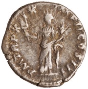 Denarius - Marcus Aurelius P M TR P XIX IMP II COS III; Felicitas, Rome, 164-165 reverse image