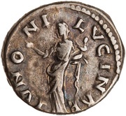 Denarius - Lucilla IVNONI LVCINAE; Juno, Rome, 164-180 reverse image