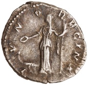 Denarius - Lucilla IVNO REGINA; Juno, Rome, 164-180 reverse image