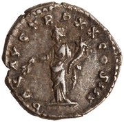 Denarius - Marcus Aurelius PAX AVG TR P XX COS III; Pax, Rome, 165-166 reverse image
