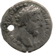 Denarius - Marcus Aurelius P M TR P XX IMP III COS III; Roma and Victory obverse image