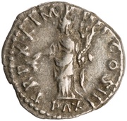Denarius - Marcus Aurelius TR P XX IMP IIII COS III PAX; Pax, Rome, 166 reverse image