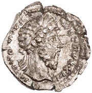 Denarius - Marcus Aurelius COS III; Minerva obverse image