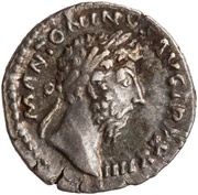 Denarius - Marcus Aurelius COS III; Minerva obverse image
