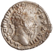 Denarius - Marcus Aurelius VICT AVG COS III; Victory obverse image