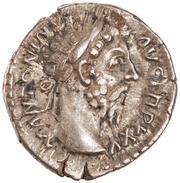 Denarius - Marcus Aurelius COS III; Jupiter obverse image